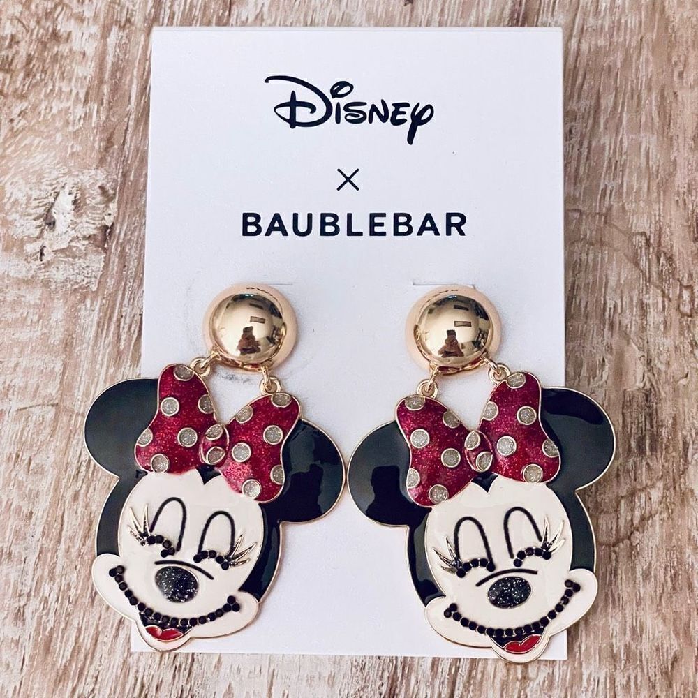 NWT Gorgeous BAUBLEBAR Disney Minnie mouse head/face drop long colorful earrings